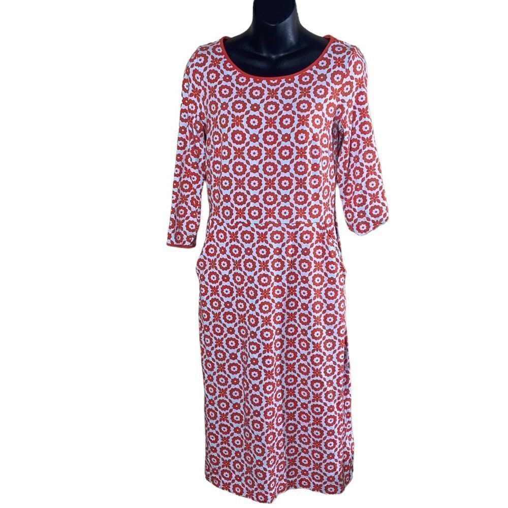 Boden Jessie jersey‎ knit dress 6L red/blue bohemian floral